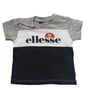 Ellesse Baby Size 0-3 Months Gray White Black Logo Shirt